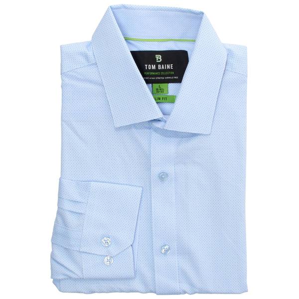 Mens Tom Baine Slim Fit Performance Dress Shirt - Light Blue Dots