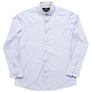 Mens Tom Baine Slim Fit Checkered Dress Shirt - White/Light Blue