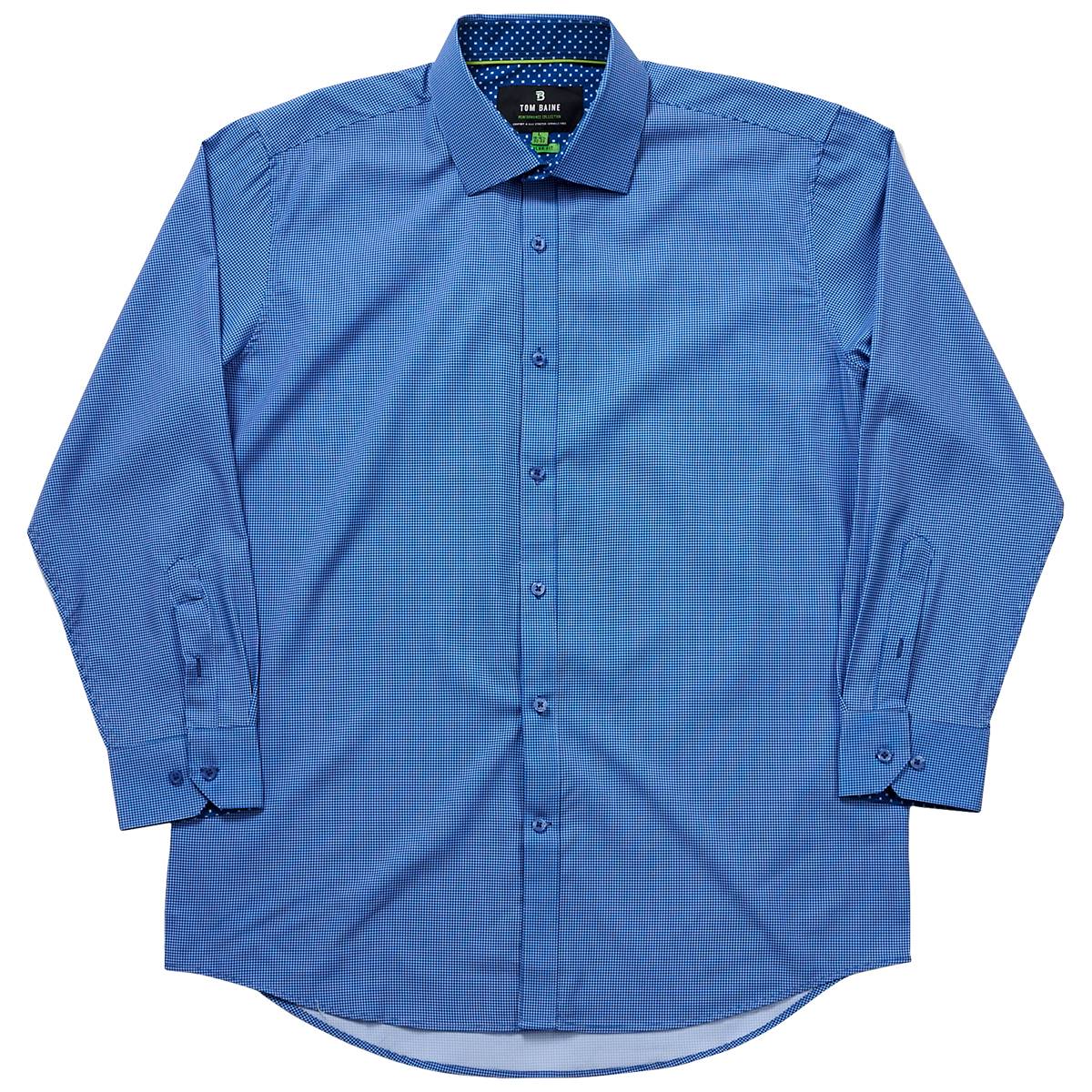 Mens Tom Baine Checkered Regular Fit Dress Shirt - Royal Blue