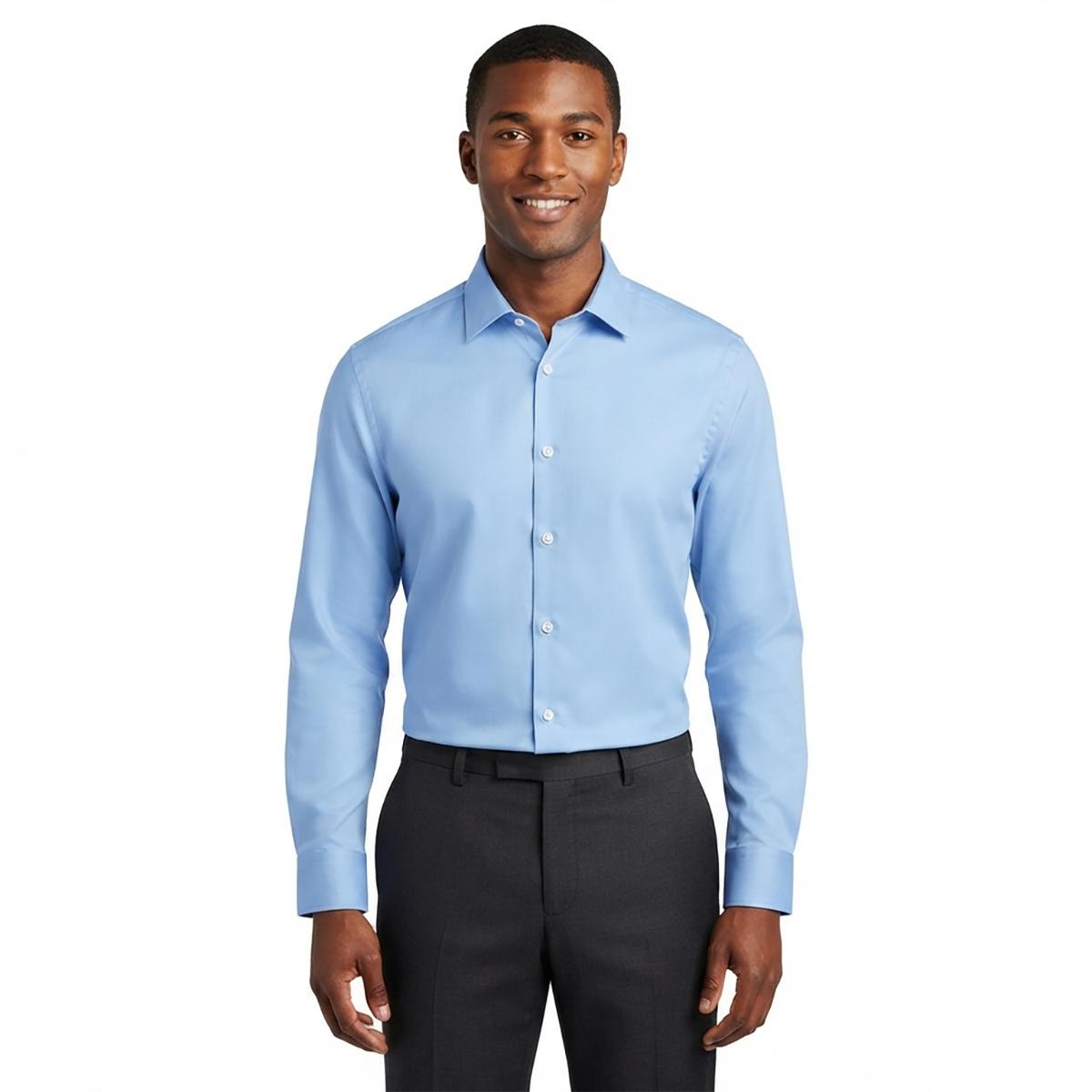 Tom Baine Men's Four Way Stretch Geo Print Button Down Dress Shirt - Blue