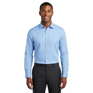 Mens Tom Baine Slim Fit Jacquard Dress Shirt - Blue Bamboo