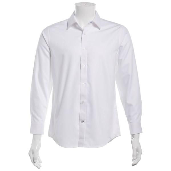 Mens Tom Baine Slim Fit Bamboo Jacquard Dress Shirt - White alternate view