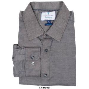 Mens Tom Baine Slim Fit Textured Herringbone Dress Shirt alternate view