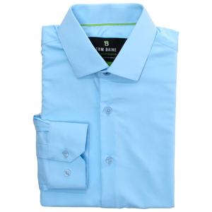 Mens Tom Baine Slim Fit Textured Stretch Dress Shirt - Light Blue