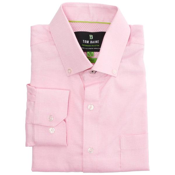 Mens Tom Baine Slim Fit Textured Dress Shirt - Pink
