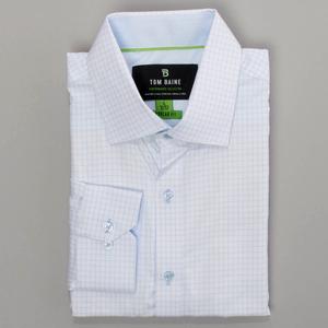 Mens Tom Baine Regular Fit Checkered Dress Shirt - Light Blue
