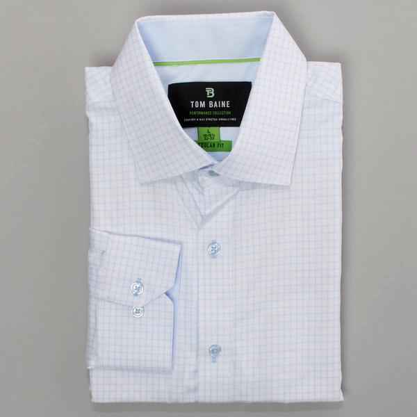 Mens Tom Baine Regular Fit Checkered Dress Shirt - Light Blue