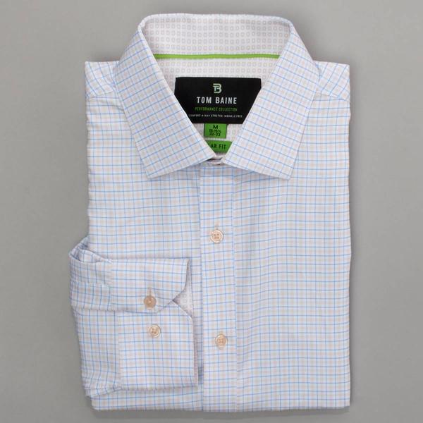 Mens Tom Baine Regular Fit Performance Dress Shirt - Yellow Plaid