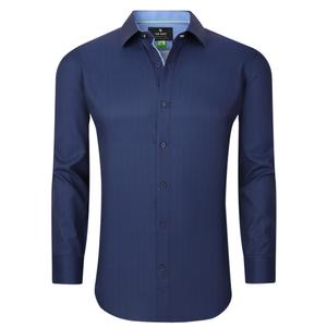 Mens Tom Baine Regular Fit Check Performance Dress Shirt - Navy