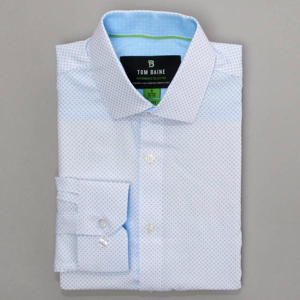 Mens Tom Baine Regular Fit Performance Dress Shirt - Blue Dots