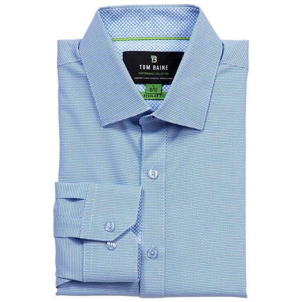 Mens Tom Baine Regular Fit Geo Long Sleeve Dress Shirt - Blue