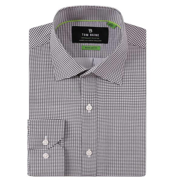 Mens Tom Baine Regular Fit Performance Dress Shirt - Black Plaid