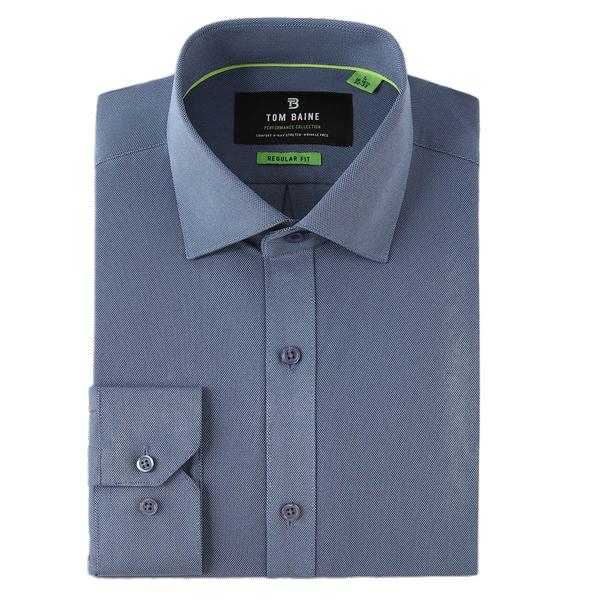 Mens Tom Baine Regular Fit Textured Dress Shirt - Medium Blue