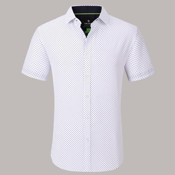 Mens Tom Baine Short Sleeve Slim Fit Anchor Dress Shirt - White