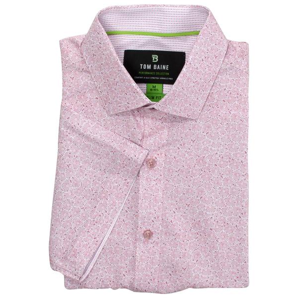 Mens Tom Baine Slim Fit Short Sleeve Dress Shirt - Rose Floral