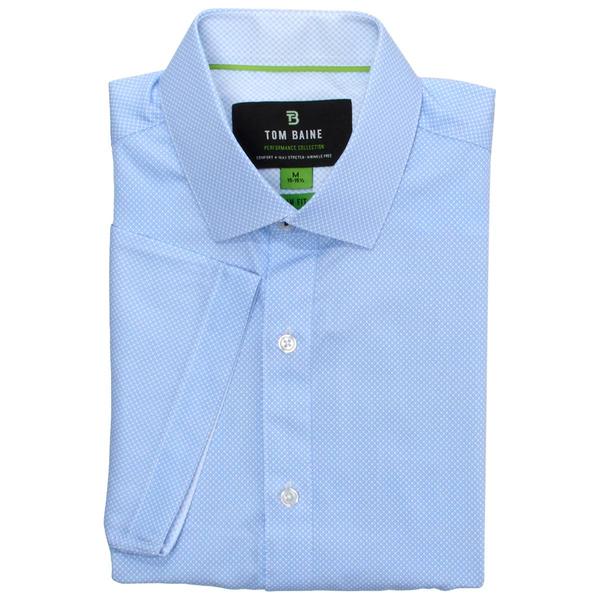 Mens Tom Baine Slim Fit Short Sleeve Dress Shirt - Blue Geo