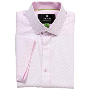 Mens Tom Baine Slim Fit Short Sleeve Dress Shirt - Pink Fancy