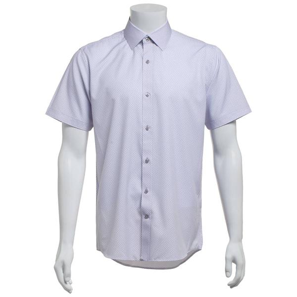 Mens Tom Baine Slim Fit Short Sleeve Dress Shirt - Grey/Blue Dot