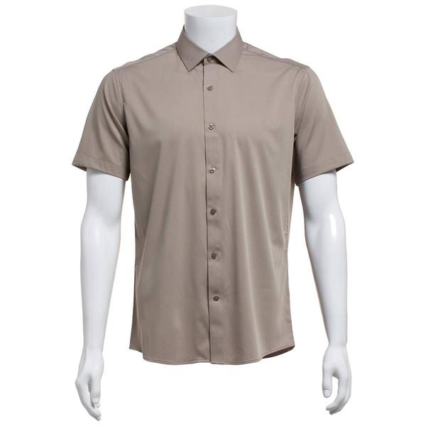 Mens Tom Baine Slim Fit Short Sleeve Dress Shirt - Tan