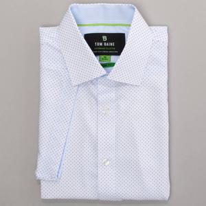 Mens Tom Baine Short Sleeve Regular Fit Dot Dress Shirt - White