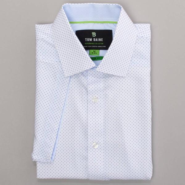 Mens Tom Baine Short Sleeve Regular Fit Dot Dress Shirt - White
