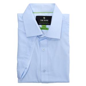 Mens Tom Baine Short Sleeve Regular Fit Geo Dress Shirt - Blue