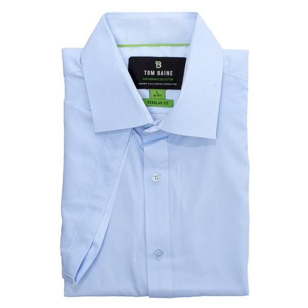 Mens Tom Baine Short Sleeve Regular Fit Geo Dress Shirt - Blue