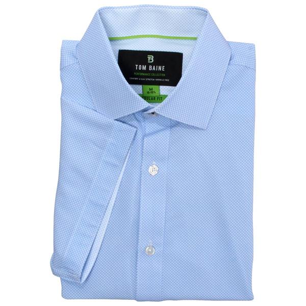 Mens Tom Baine Regular Fit Short Sleeve Dress Shirt - Blue Fancy
