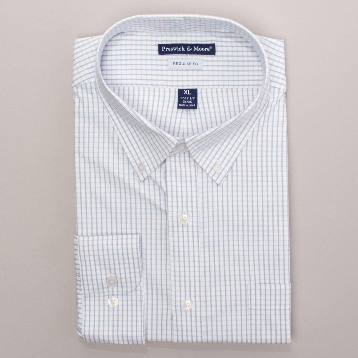 Mens Preswick & Moore(R) Regular Fit Stretch Dress Shirt - Grey