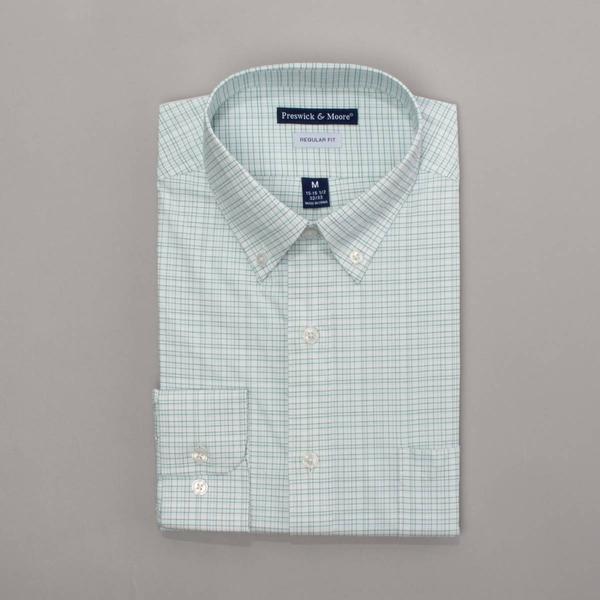Mens Preswick & Moore(R) Regular Fit Plaid Dress Shirt - Green