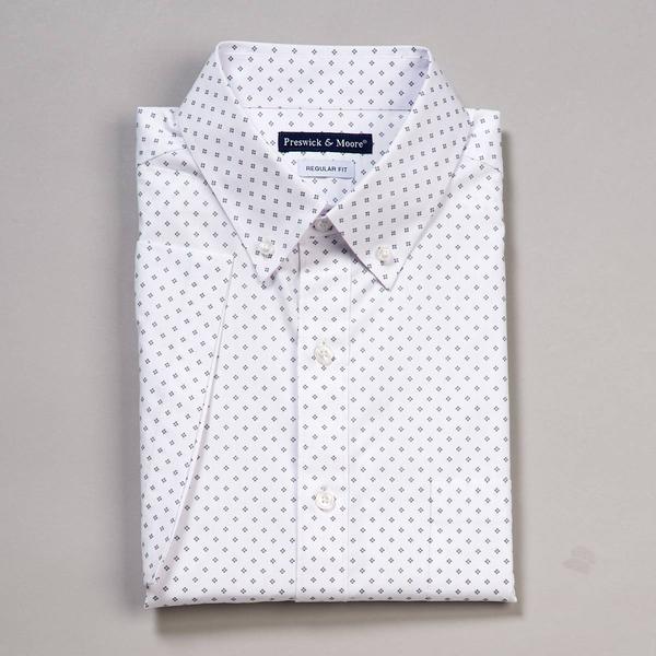 Mens Preswick & Moore(R) Regular Fit Short Sleeve Dot Dress Shirt