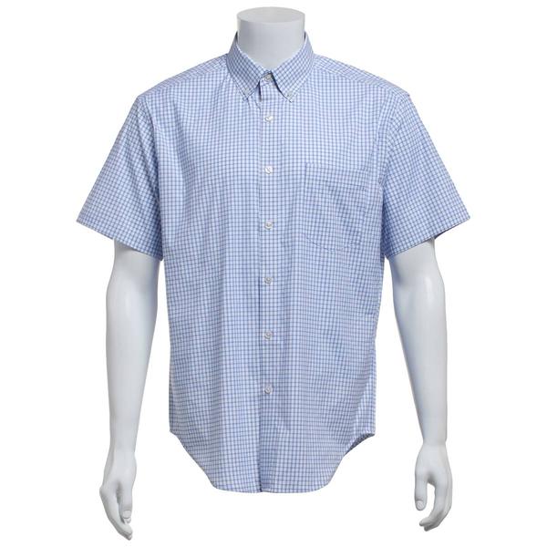 Mens Preswick & Moore(R) Short Sleeve Plaid Dress Shirt - Navy