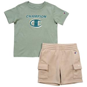 Boys (4-7) Champion(R) Short Sleeve Tee & Cargo Shorts Set - Green