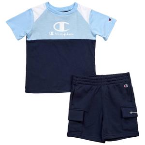 Boys (4-7) Champion(R) 2pc. Color Block Tee & Knit Shorts Set
