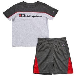 Boys (4-7) Champion(R) Pieced Tee & Mesh Shorts Set