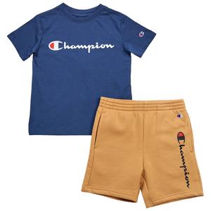 Boys (4-7) Champion(R) Graphic Tee/Signature Shorts Set -Lyons Blue