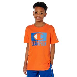 Boys (8-20) Champion(R) Short Sleeve Color Block Logo Graphic Tee