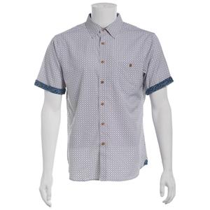 Mens Campia Short Sleeve Poly Spandex Button Down Shirt - White