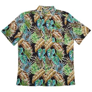 Mens Campia Short Sleeve Leaf Button Down Shirt - Tan/Black alternate view