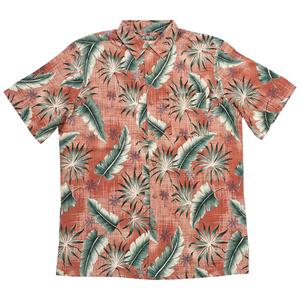 Mens Campia Short Sleeve Tropical Leaf Button Down Shirt - Coral alternate view
