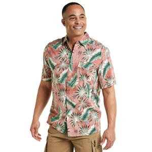 Mens Campia Short Sleeve Tropical Leaf Button Down Shirt - Coral