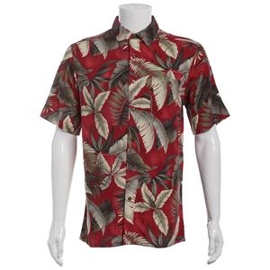 Mens Campia Short Sleeve Rayon Spandex Button Down Shirt - Red