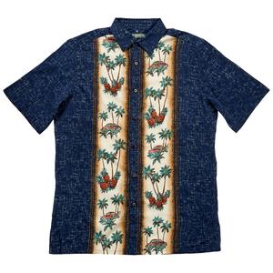 Mens Campia Short Sleeve Pineapple Button Down Shirt - Navy