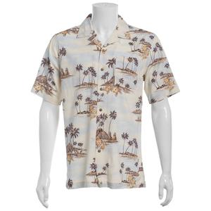 Mens Campia Short Sleeve Rayon Spandex Button Down Shirt-Natural alternate view