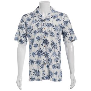Mens Campia Short Sleeve Rayon Tropical Button Down Shirt - White alternate view
