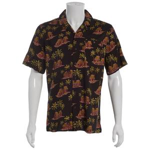 Mens Campia Short Sleeve Tiki Hut Button Down Shirt - Black