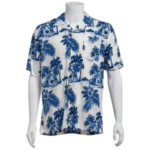 Mens Campia Short Sleeve Island Paradise Button Down Shirt-Royal