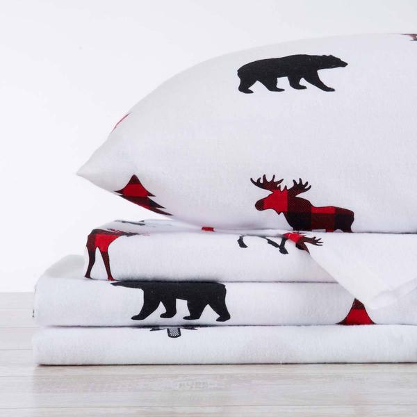 Freshfolds Premium Cotton Checkered Moose Winter Bed Sheet Set