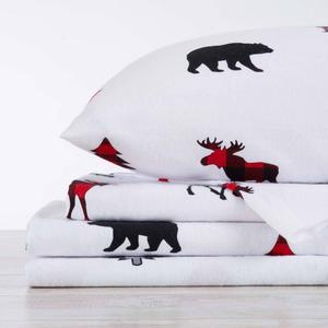 Freshfolds Premium Cotton Checkered Moose Winter Bed Sheet Set