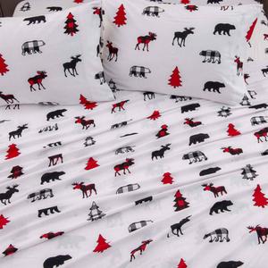 Freshfolds Premium Cotton Checkered Moose Winter Bed Sheet Set alternate view
